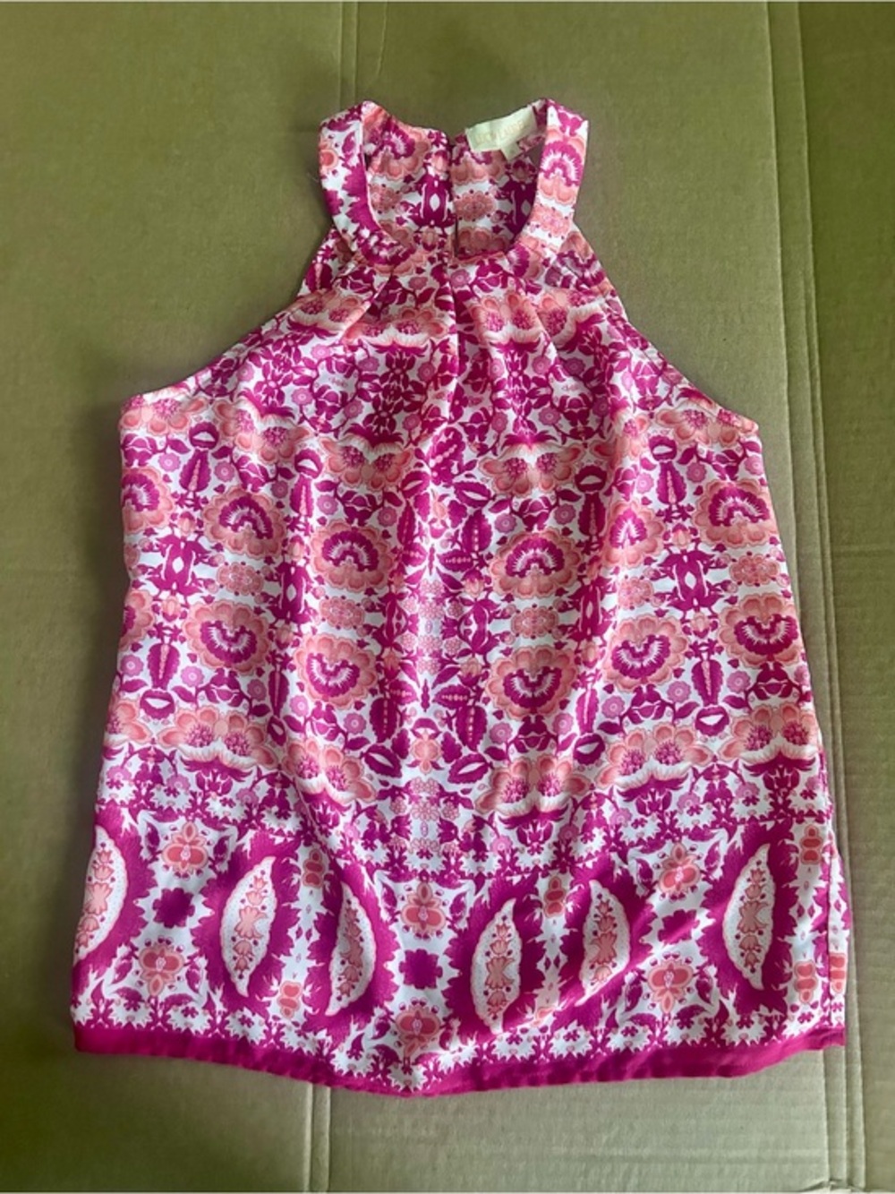 Lucy & Laurel Boho Floral Halter Neck Tank Top Pink